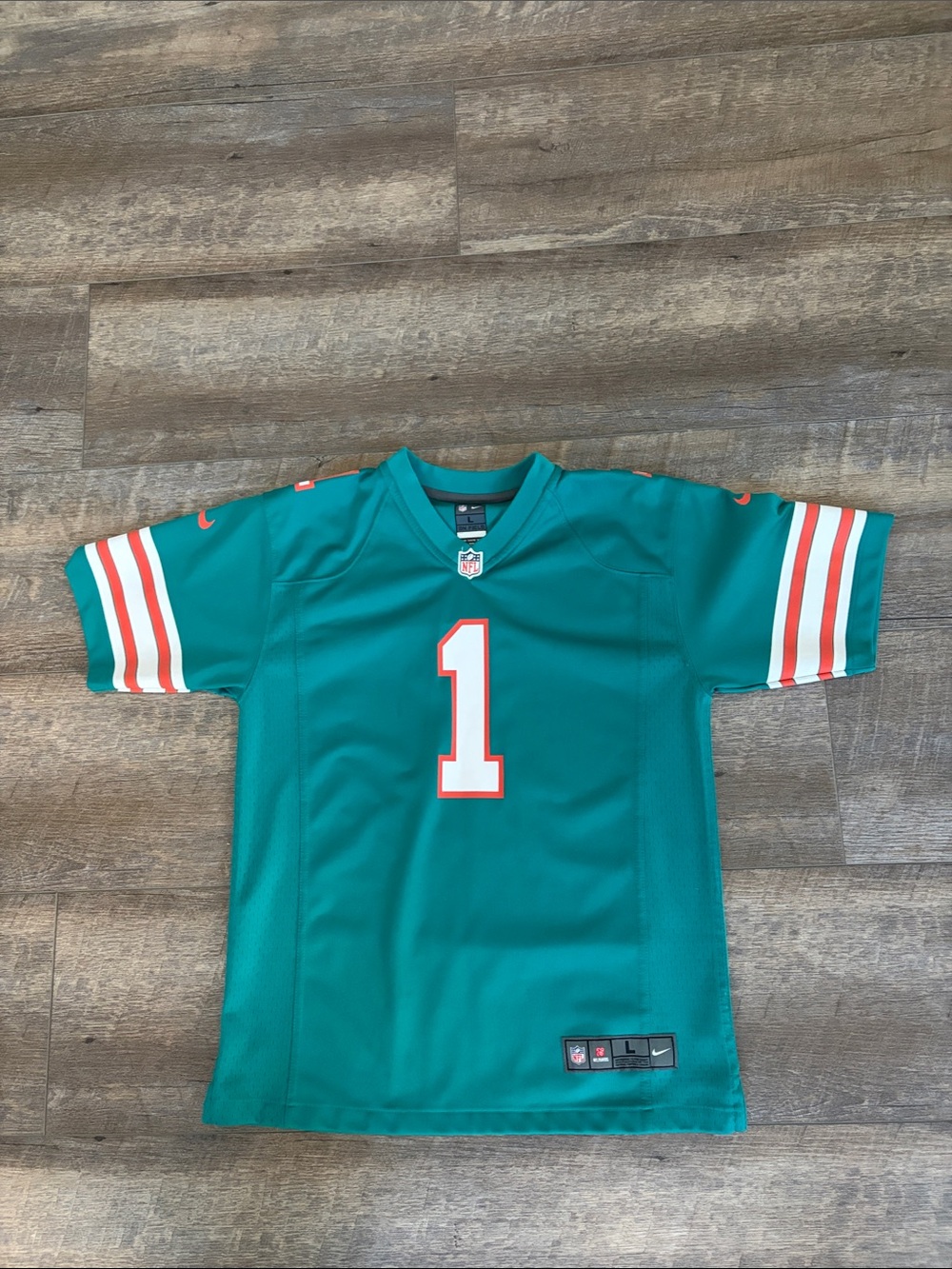 Nike Kids Teal Football Jersey Tua Tagovailoa with White and Orange Accents